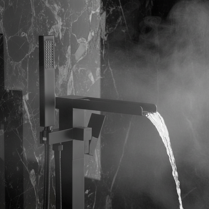 Lisandro Vrijstaande Badkraan – Watervaluitloop – Matzwart