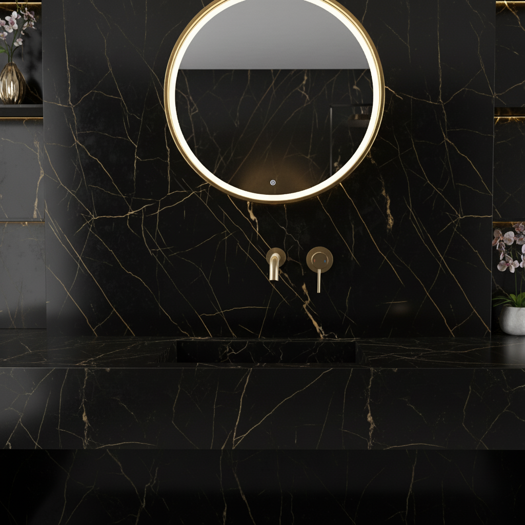 Angelica verborgen wastafelsysteem - geborsteld goud