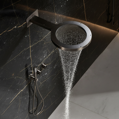 Marino Thermostatic Concealed Rain Shower Set – Waterfall & Hand Shower – Gunmetal Grey – Includes Concealed Valve