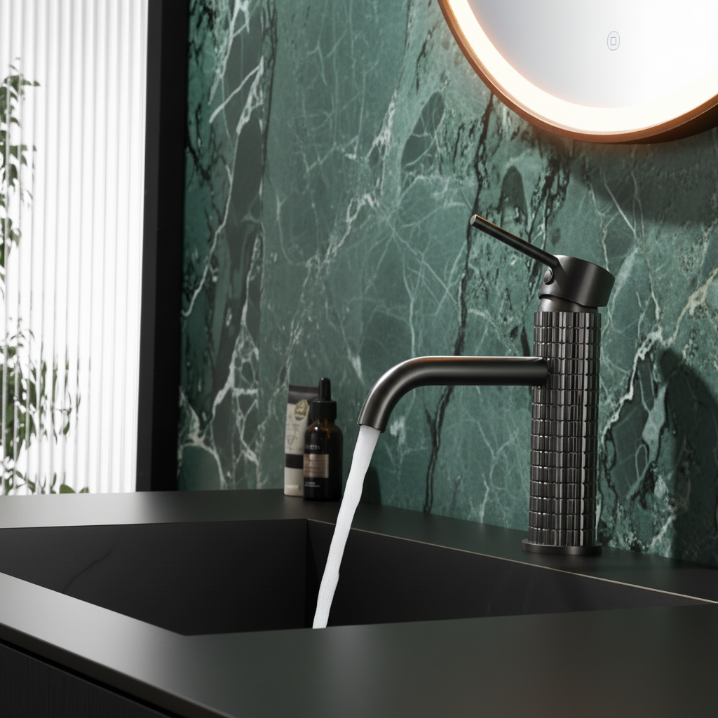 Angelica wastafelkraan op wastafelblad - Gunmetal Grey