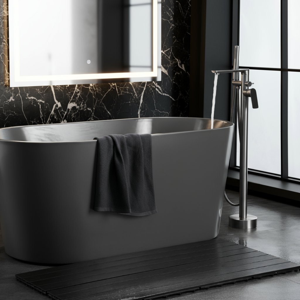 Emilia vrijstaande badkraan – Gunmetal Grey