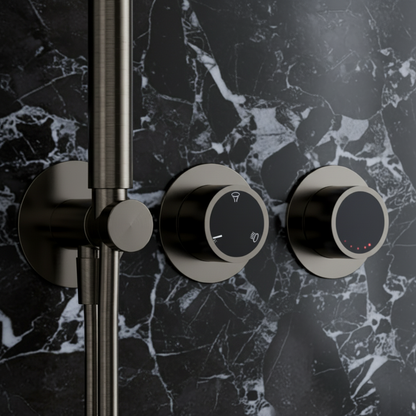 Marino Thermostatic Concealed Rain Shower Set – Waterfall & Hand Shower – Gunmetal Grey – Includes Concealed Valve
