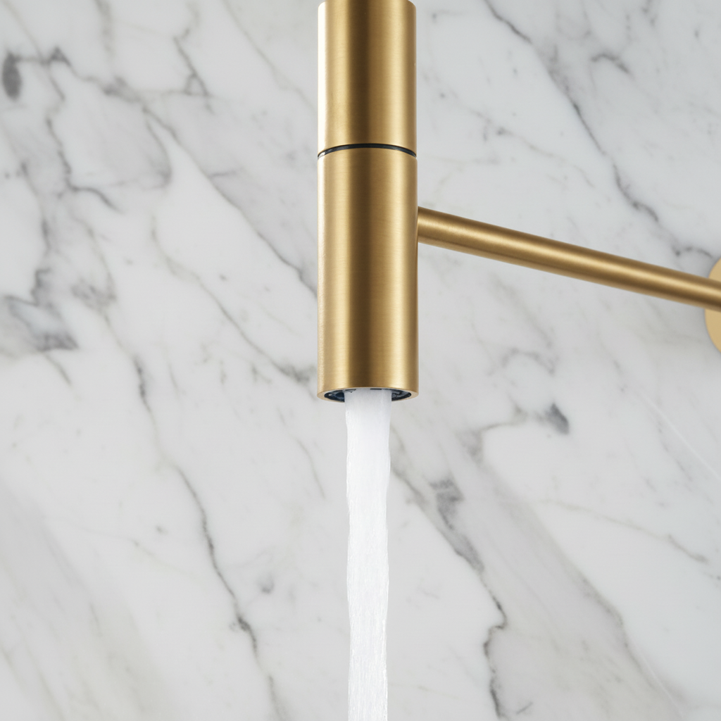 Angelica semi-professionele keukenkraan – uittrekbare spray – geborsteld goud