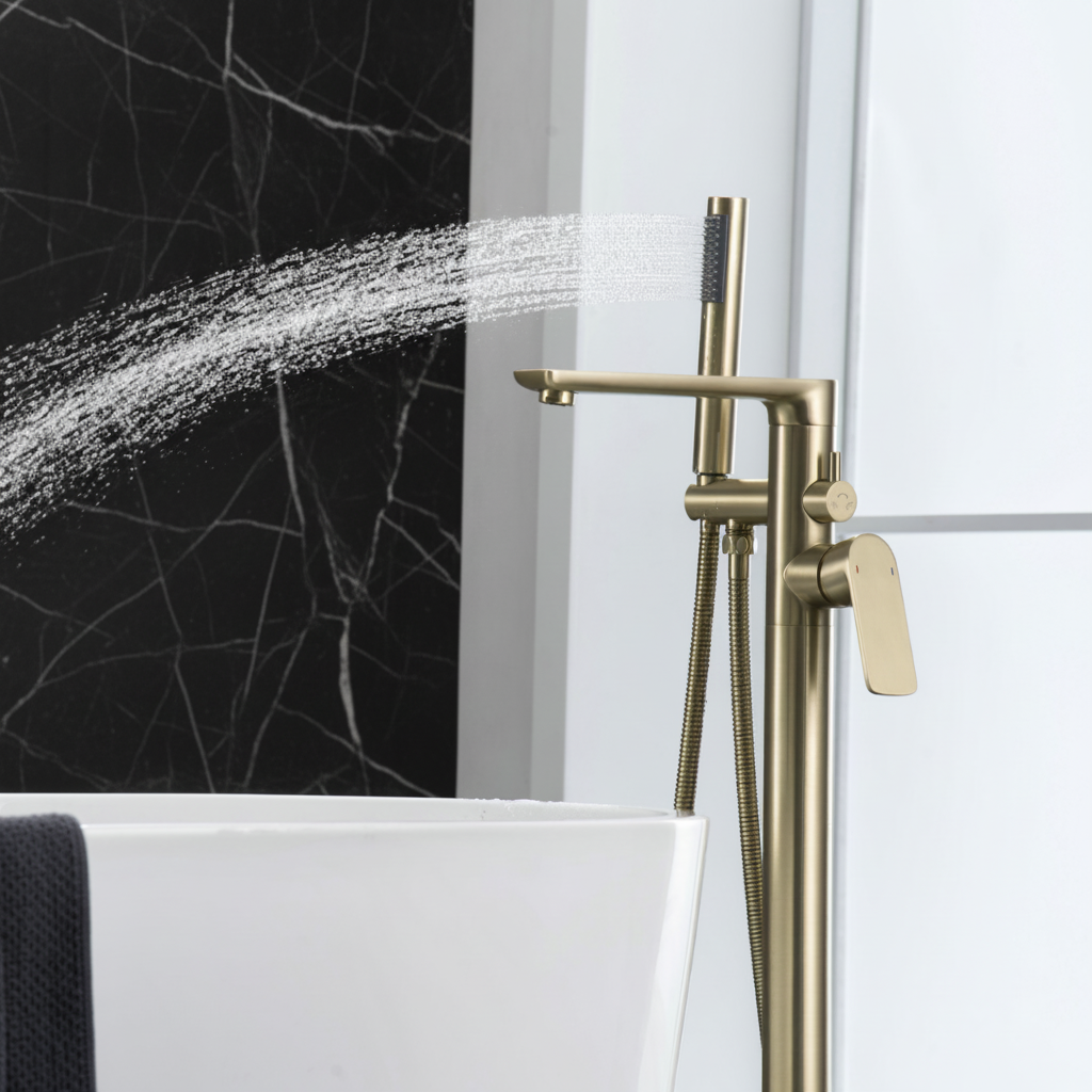 Emilia vrijstaande badkraan – geborsteld goud