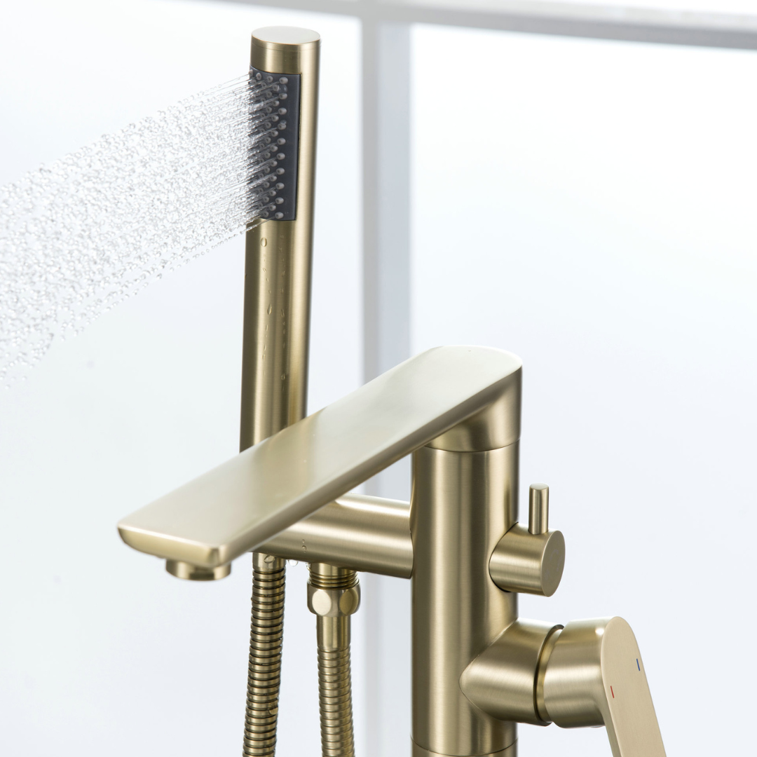 Emilia vrijstaande badkraan – geborsteld goud