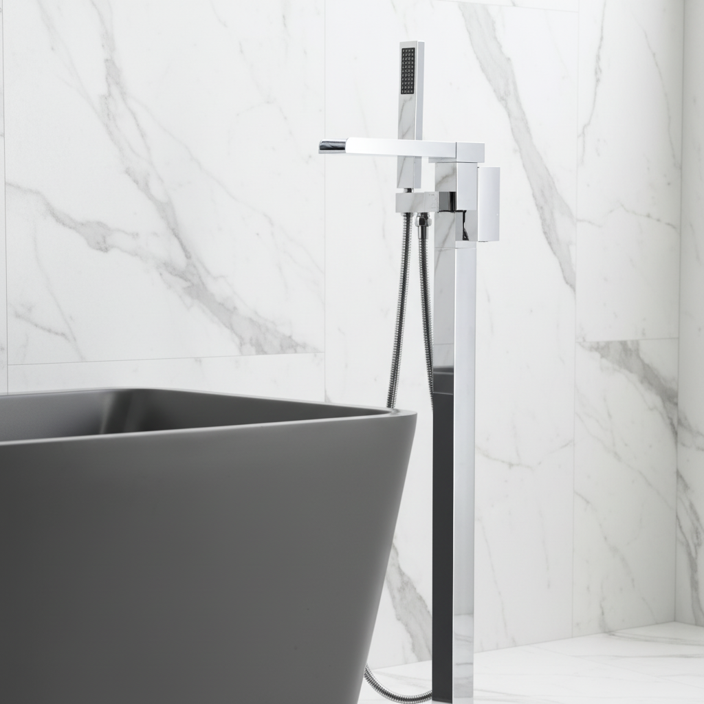 Lisandro Vrijstaande Badkraan – Watervaluitloop – Chroom