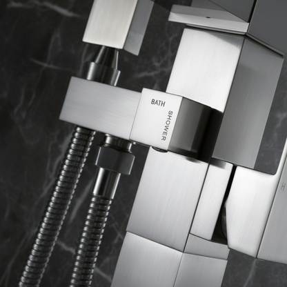 Lisandro Vrijstaande Badkraan – Watervaluitloop – Geborsteld nikkel