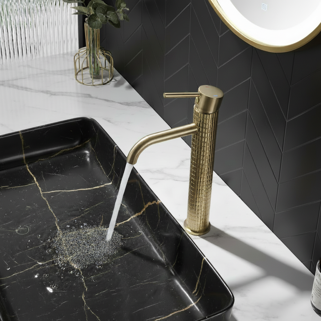 Angelica hoge wastafelkraan - geborsteld goud