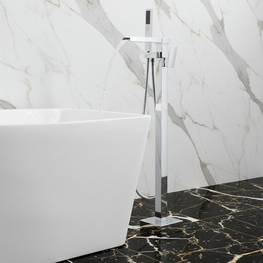 Lisandro Vrijstaande Badkraan – Watervaluitloop – Chroom