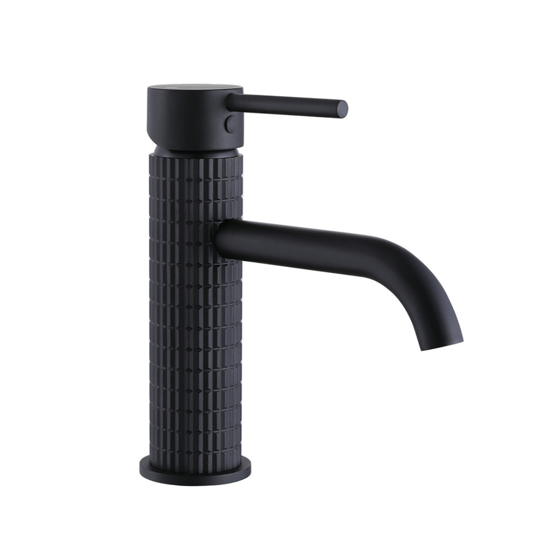 Angelica wastafelkraan op blad – matzwart