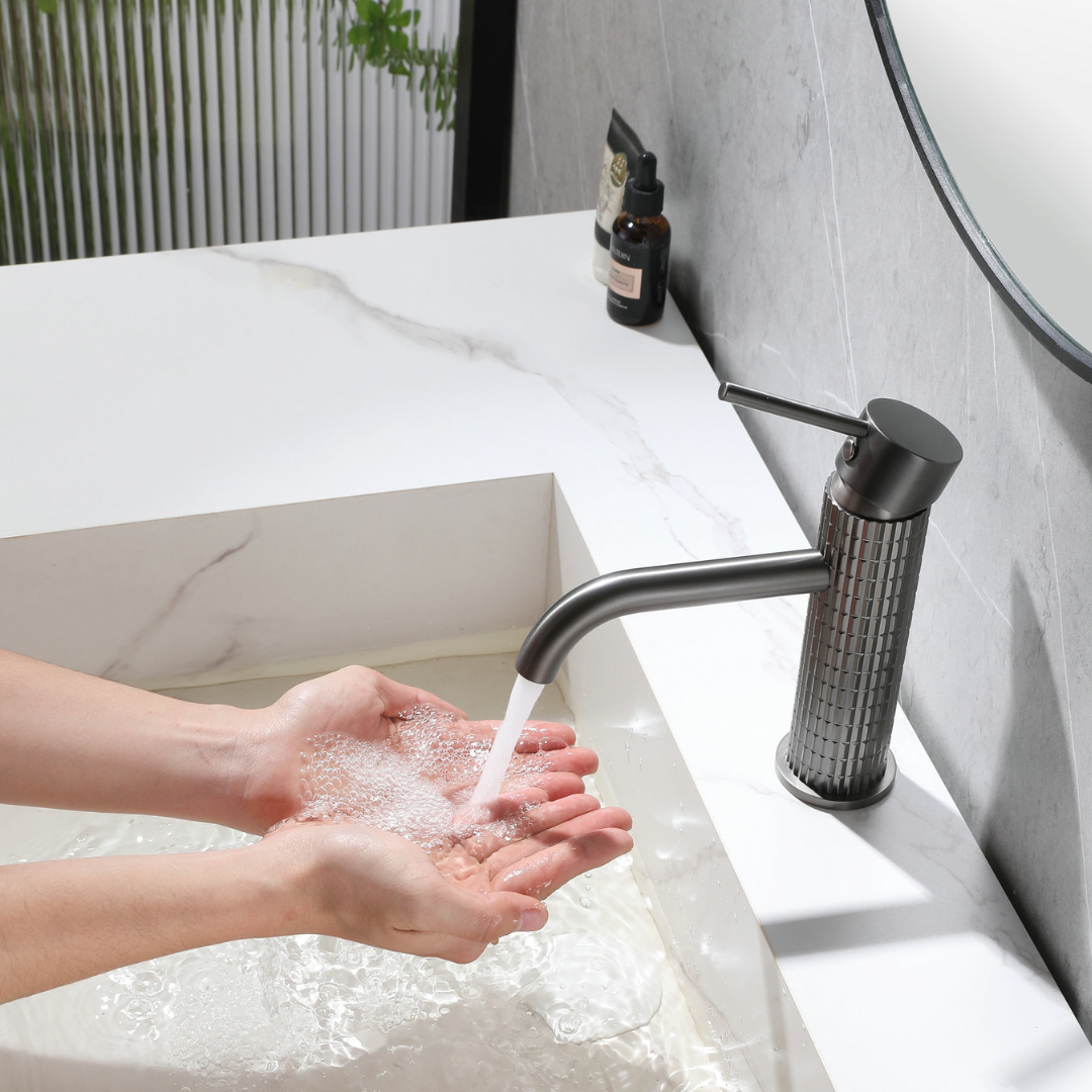 Angelica wastafelkraan op wastafelblad - Gunmetal Grey