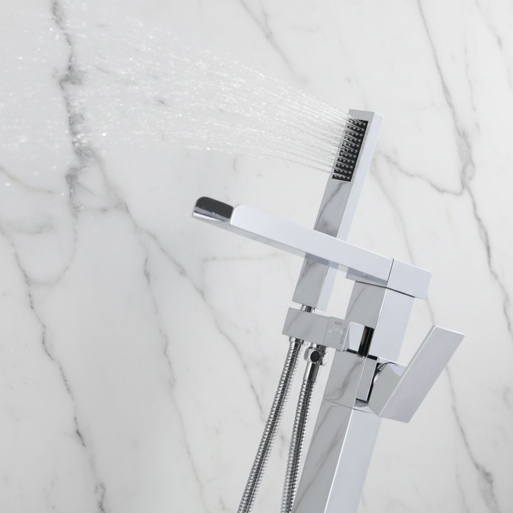 Lisandro Vrijstaande Badkraan – Watervaluitloop – Chroom