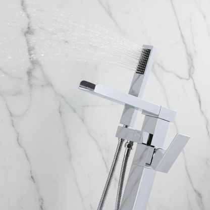 Lisandro Vrijstaande Badkraan – Watervaluitloop – Chroom