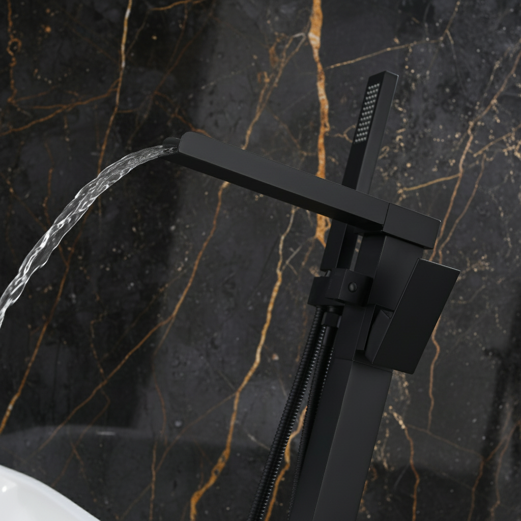 Lisandro Vrijstaande Badkraan – Watervaluitloop – Matzwart