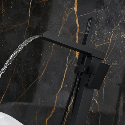 Lisandro Vrijstaande Badkraan – Watervaluitloop – Matzwart