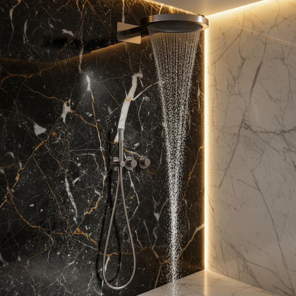 Marino Thermostatic Concealed Shower System — Rain & Waterfall — Chrome