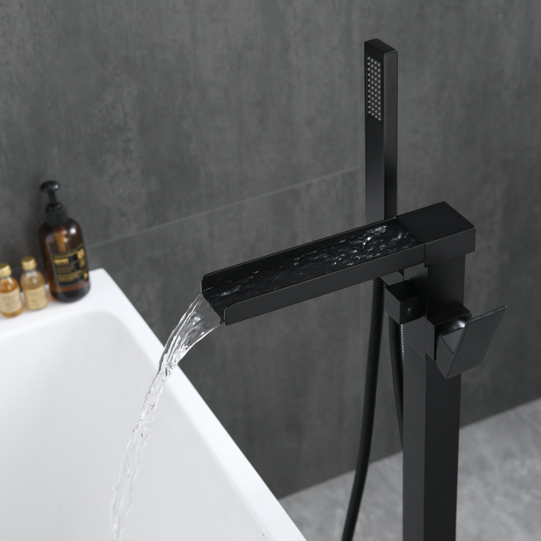 Lisandro Vrijstaande Badkraan – Watervaluitloop – Matzwart