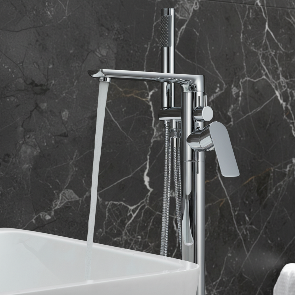 Emilia Vrijstaande Badkraan — Chroom