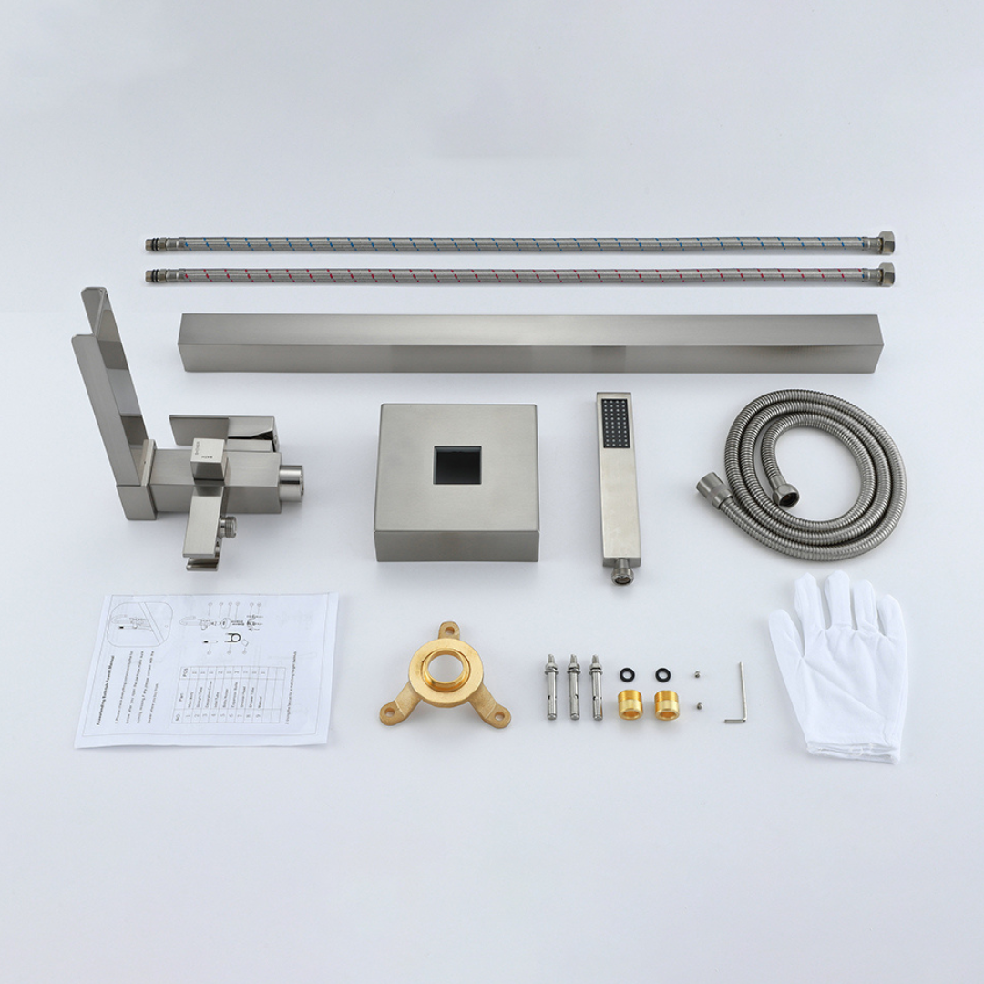 Lisandro Vrijstaande Badkraan – Watervaluitloop – Geborsteld nikkel