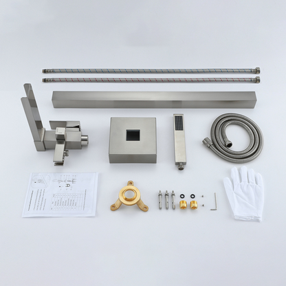 Lisandro Vrijstaande Badkraan – Watervaluitloop – Geborsteld nikkel