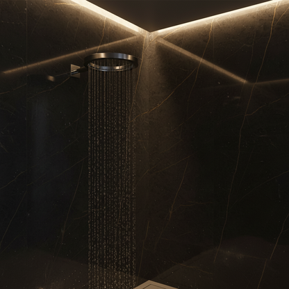 Marino Thermostatic Concealed Rain Shower Set – Waterfall & Hand Shower – Gunmetal Grey – Includes Concealed Valve