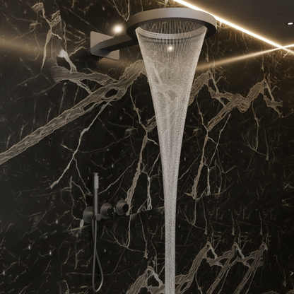 Marino Thermostatic Concealed Rain Shower Set – Waterfall & Hand Shower – Gunmetal Grey – Includes Concealed Valve