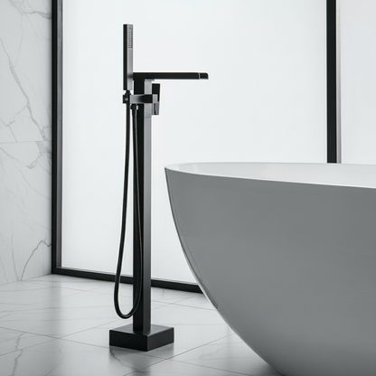 Lisandro Vrijstaande Badkraan – Watervaluitloop – Matzwart