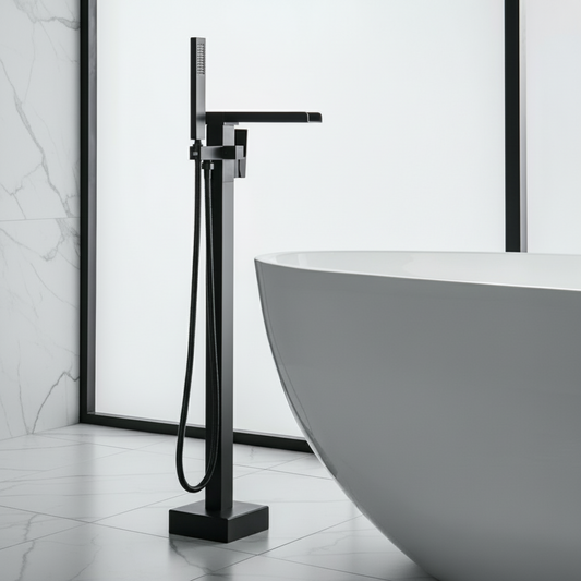 Lisandro Vrijstaande Badkraan – Watervaluitloop – Matzwart