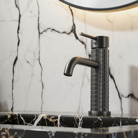 Angelica wastafelkraan op wastafelblad - Gunmetal Grey