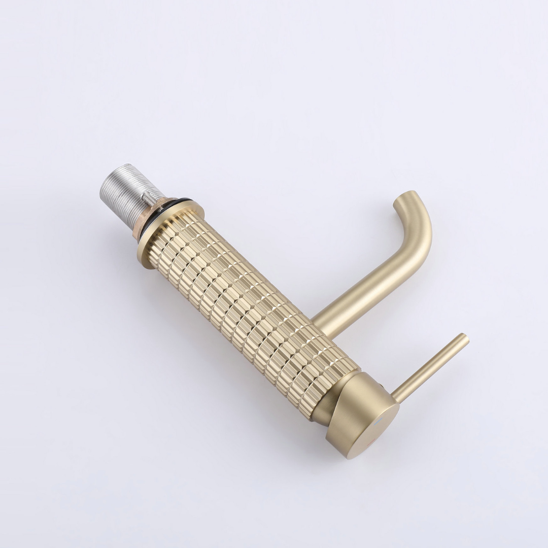 Angelica wastafelkraan op blad - geborsteld goud