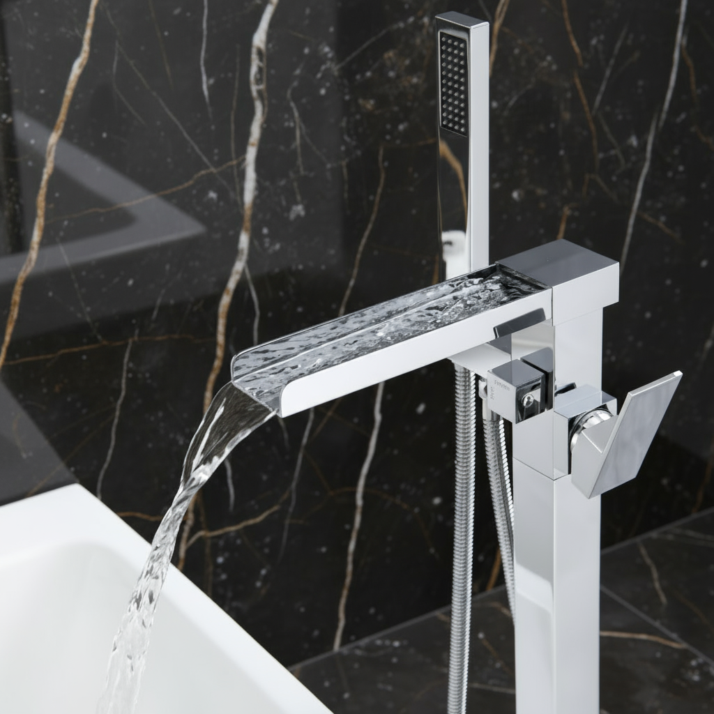 Lisandro Vrijstaande Badkraan – Watervaluitloop – Chroom