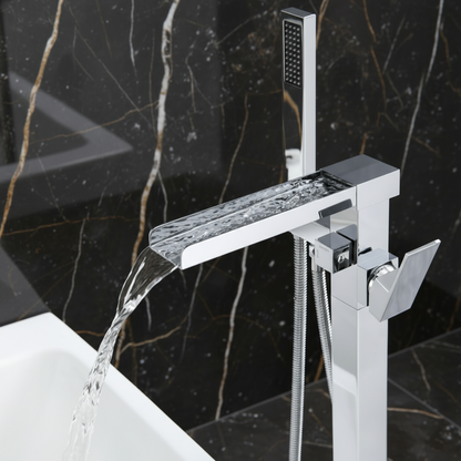 Lisandro Vrijstaande Badkraan – Watervaluitloop – Chroom