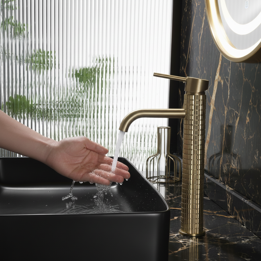 Angelica hoge wastafelkraan - geborsteld goud