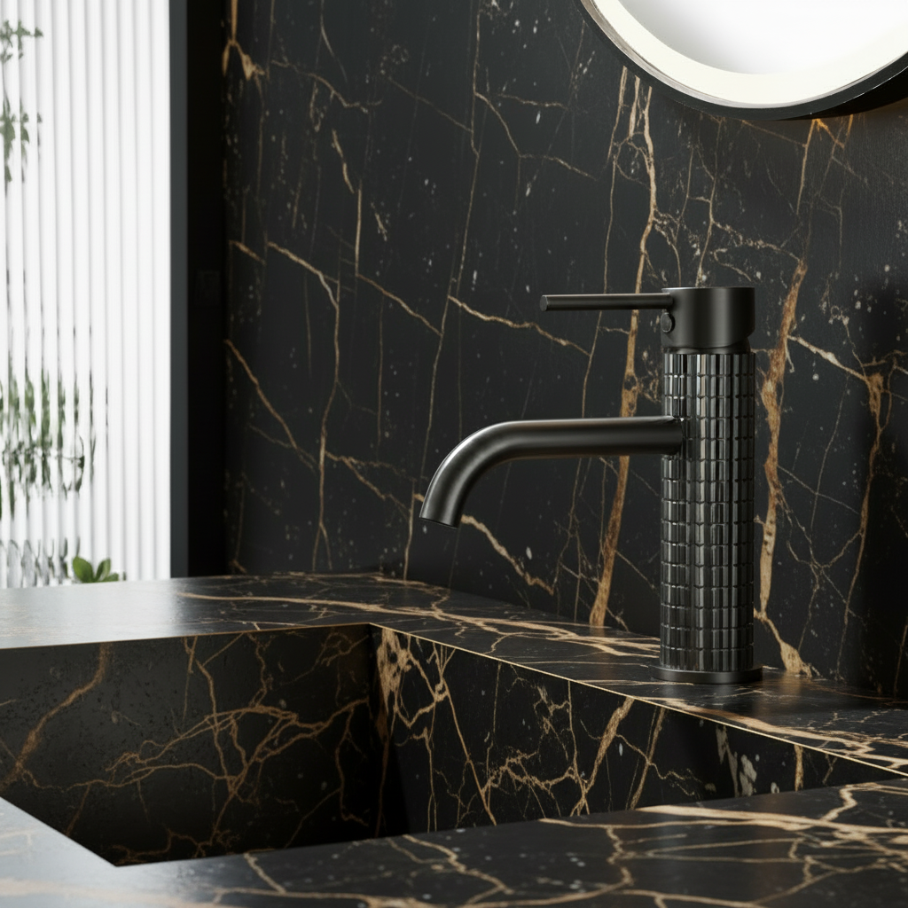 Angelica wastafelkraan op wastafelblad - Gunmetal Grey