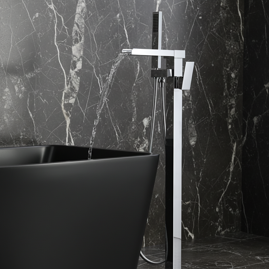 Lisandro Vrijstaande Badkraan – Watervaluitloop – Chroom