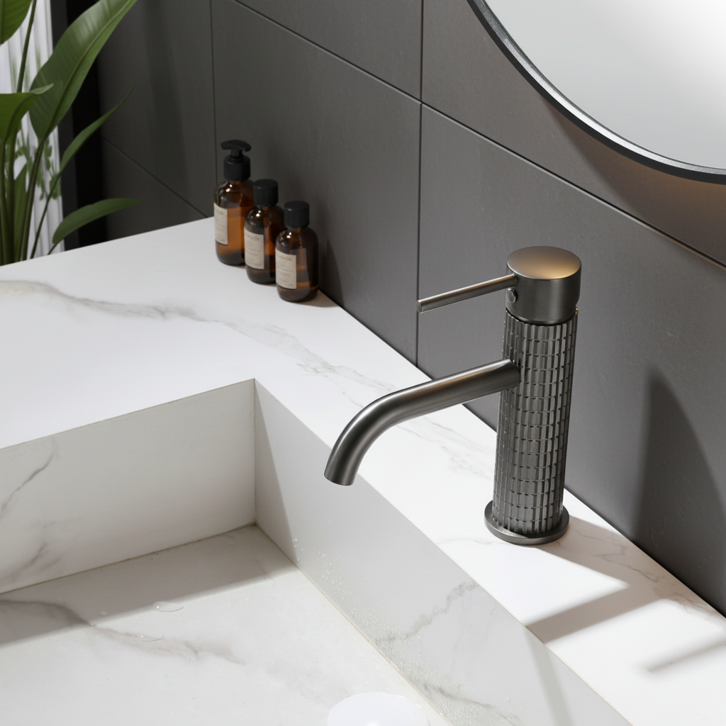 Angelica wastafelkraan op wastafelblad - Gunmetal Grey