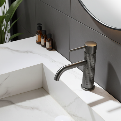 Angelica wastafelkraan op wastafelblad - Gunmetal Grey