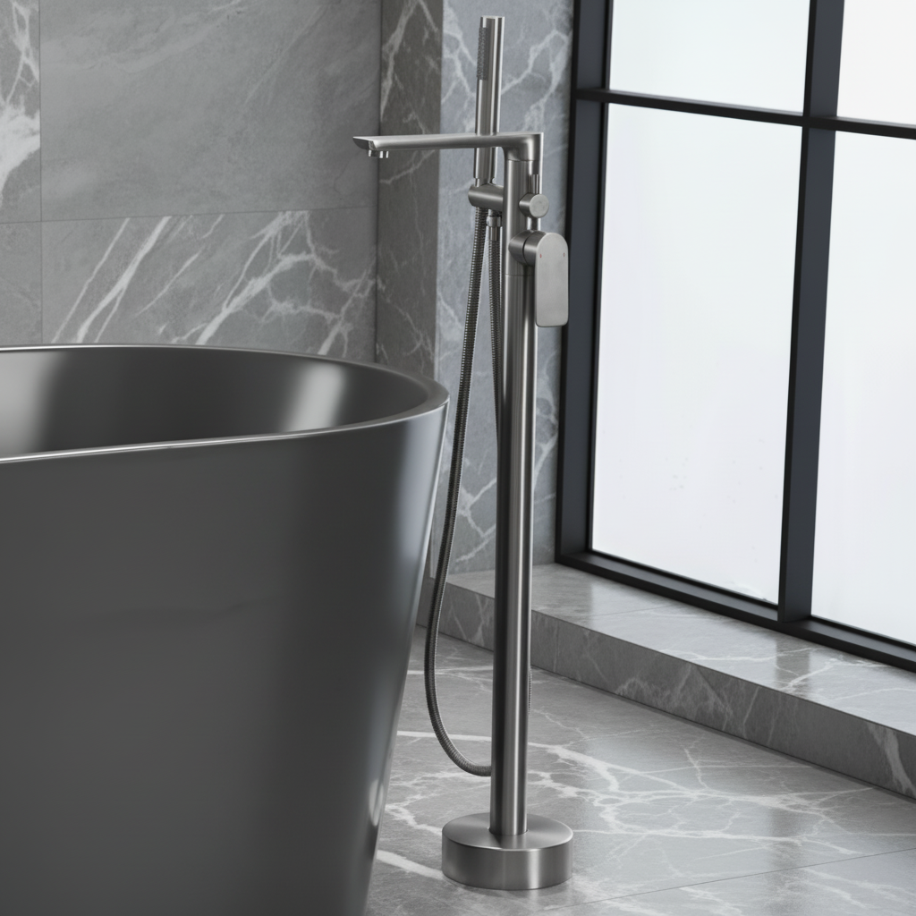 Emilia vrijstaande badkraan – Gunmetal Grey