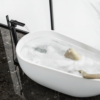 Lisandro Vrijstaande Badkraan – Watervaluitloop – Geborsteld nikkel