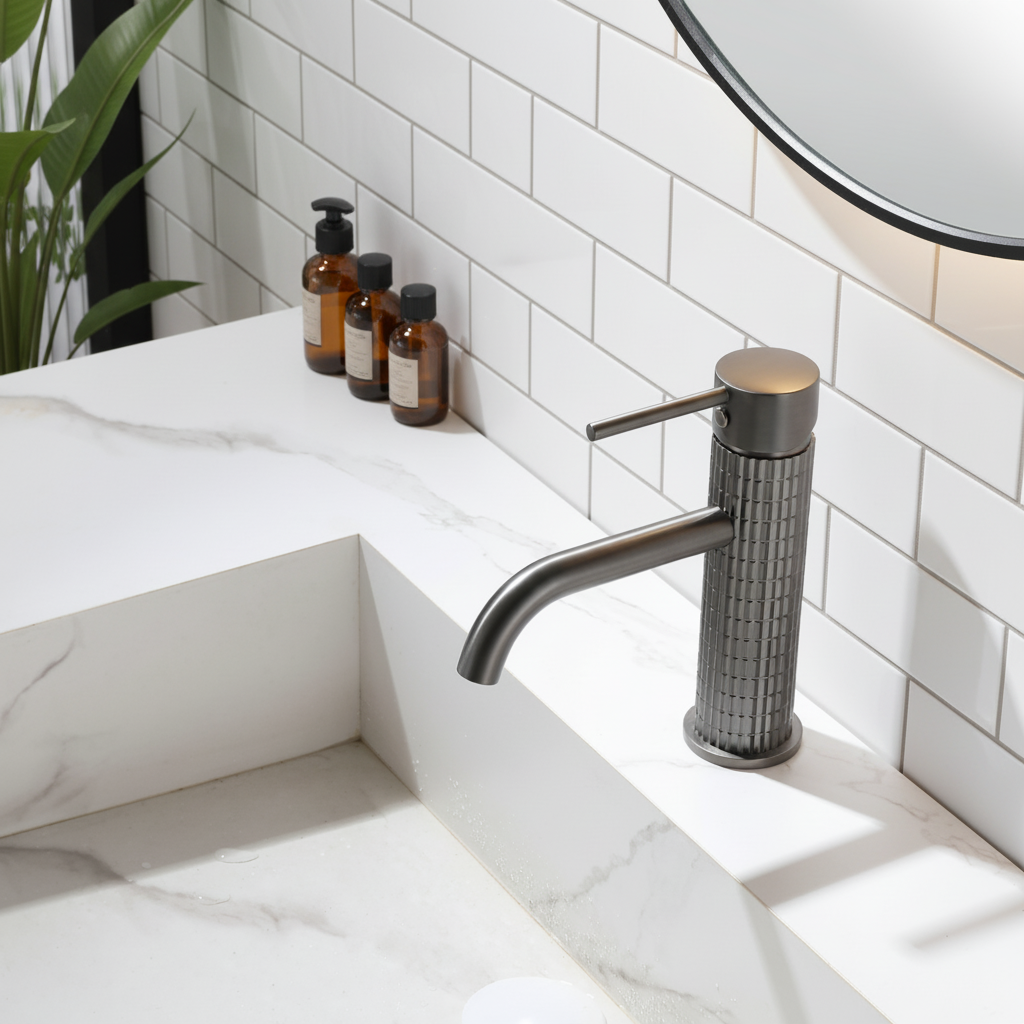 Angelica wastafelkraan op wastafelblad - Gunmetal Grey