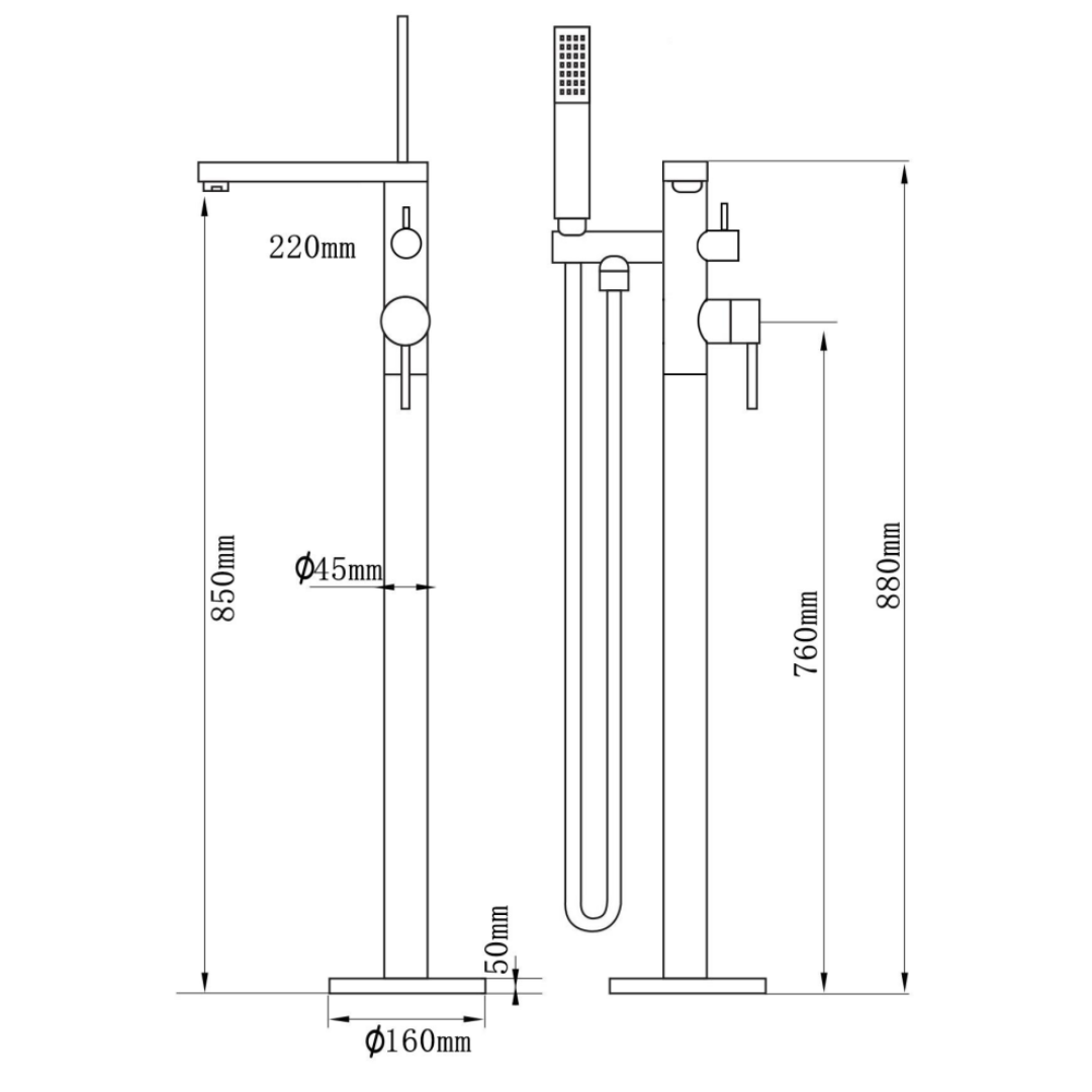 Emilia Vrijstaande Badkraan — Chroom