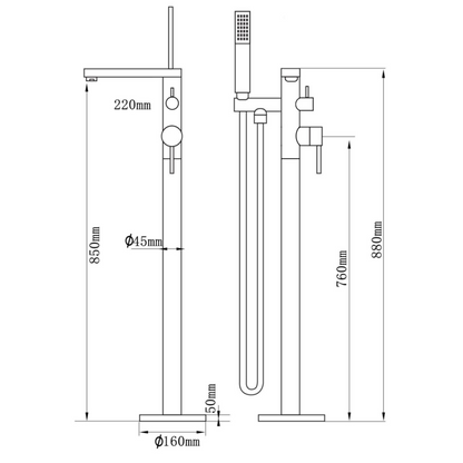 Emilia Vrijstaande Badkraan — Chroom