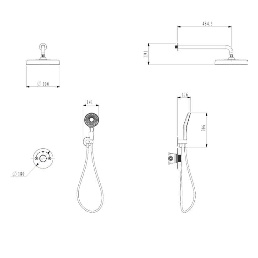 Amalia Inbouwdouchesysteem – Regen- en handdouche – Chroom