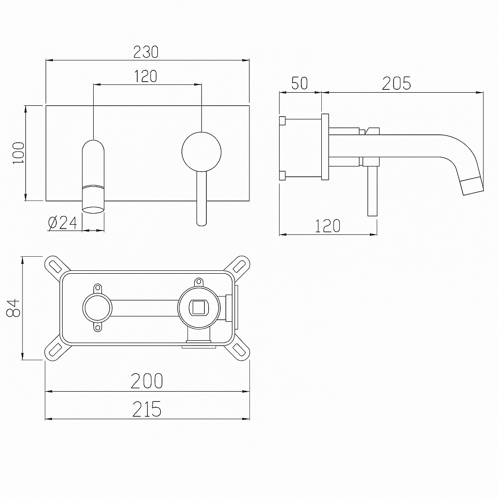Angelica verborgen wastafelsysteem - matzwart
