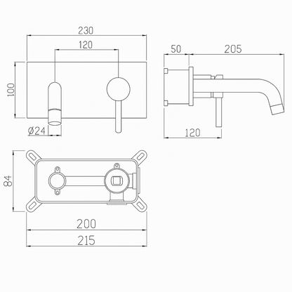 Angelica verborgen wastafelsysteem - matzwart