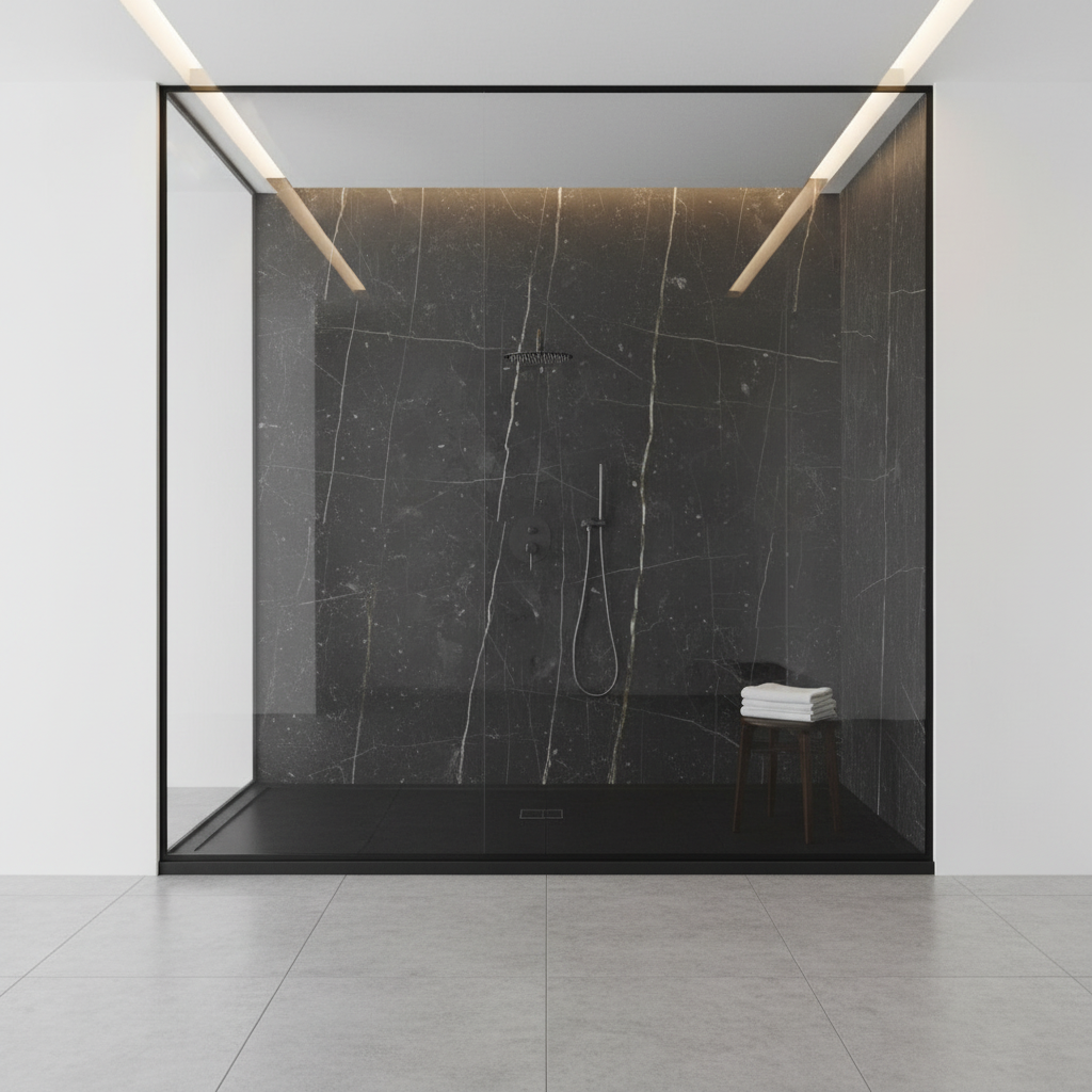 Angelica inbouwdouchesysteem – regendouche en handdouche – staalgrijs