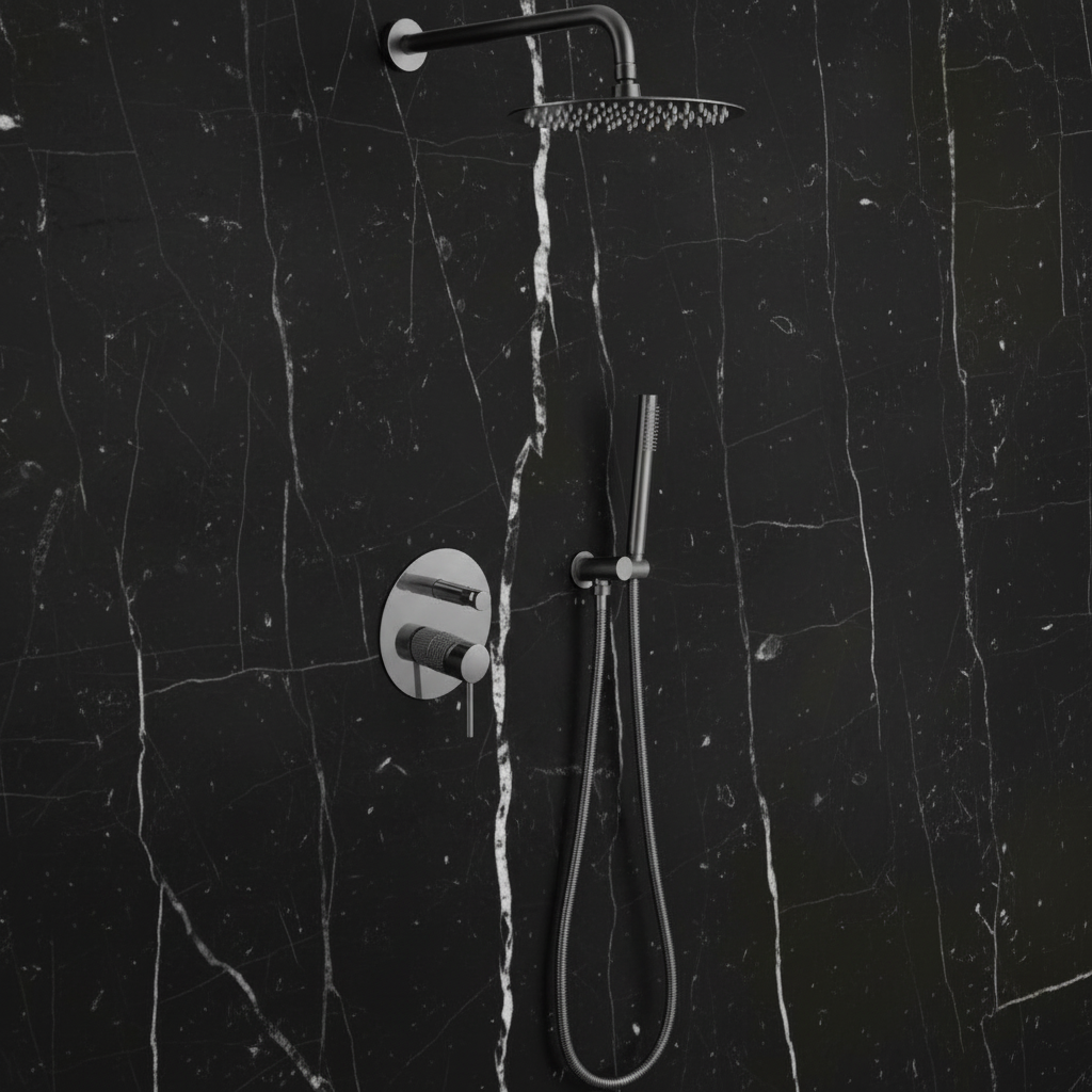 Angelica inbouwdouchesysteem – regendouche en handdouche – staalgrijs