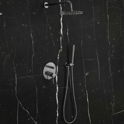 Angelica inbouwdouchesysteem – regendouche en handdouche – staalgrijs