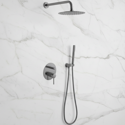 Angelica inbouwdouchesysteem – regendouche en handdouche – staalgrijs