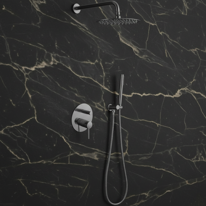 Angelica inbouwdouchesysteem – regendouche en handdouche – staalgrijs